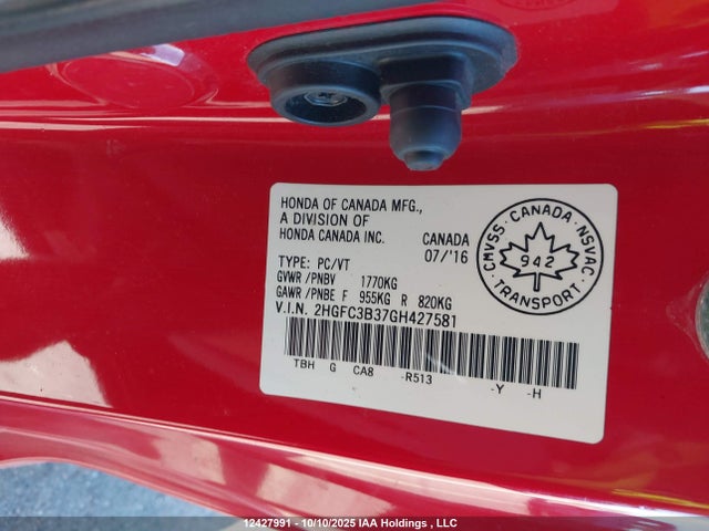 Honda l15b7 2016 2HGFC3B37GH427581 Image 18
