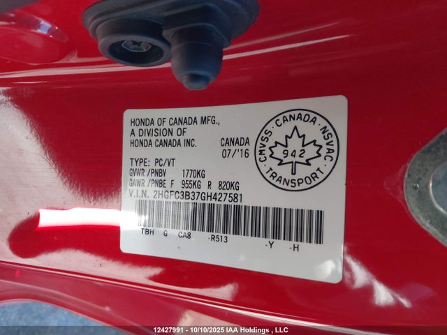 Honda l15b7 2016 2HGFC3B37GH427581 Image 9