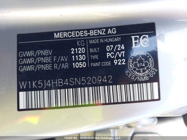 W1K5J4HB4SN520942 Mercedes-Benz Cla 250 Coupe 4matic