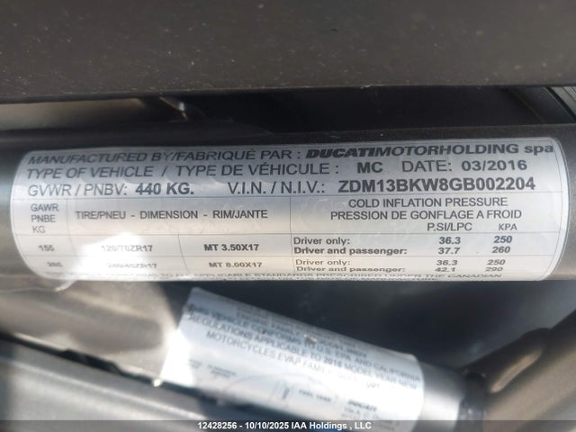 ZDM13BKW8GB002204 Ducati Xdiavel