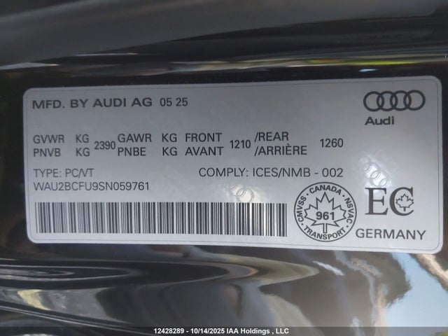 WAU2BCFU9SN059761 Audi A5 QUATTRO