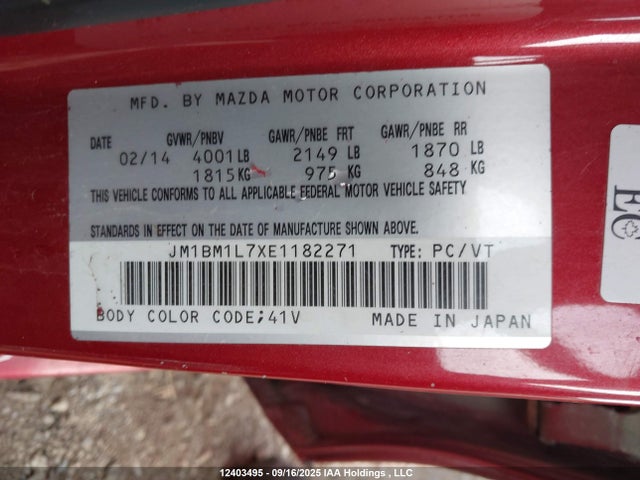 Mazda pe 2014 JM1BM1L7XE1182271 Image 9