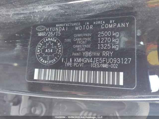 KMHGN4JE5FU093127 Hyundai Genesis 3.8 Technology