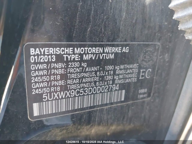 12428615 :رقم المزاد ، 5UXWX9C53D0D02794 vin ، 2013 Bmw X3 Xdrive28i مزاد بيع