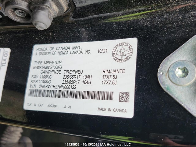 2HKRW1H27NH000122 Honda CR-V LX