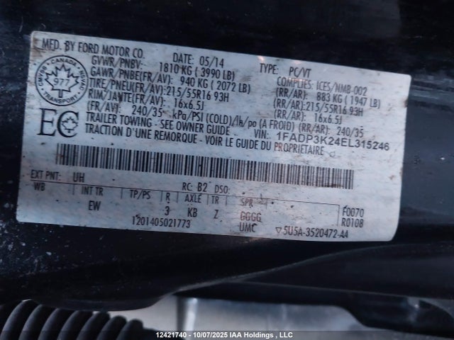 1FADP3K24EL315246 Ford 2014