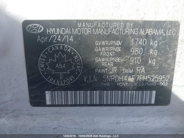 Hyundai dohc mpi nu 2014 5NPDH4AE7EH525952 Image 17