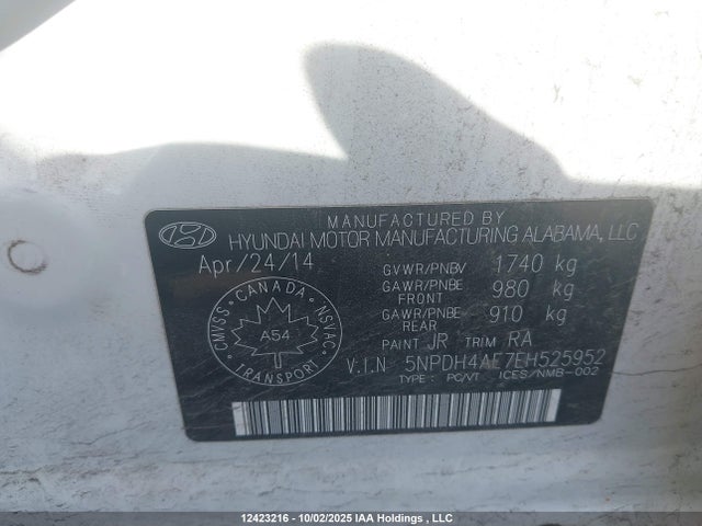 Hyundai dohc mpi nu 2014 5NPDH4AE7EH525952 Image 9