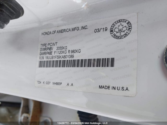 19UUB1F59KA801089 Acura TLX TECH