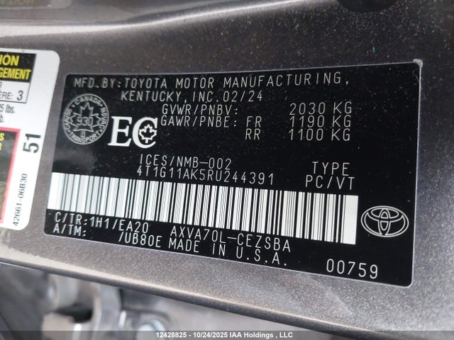 4T1G11AK5RU244391 Toyota CAMRY SE