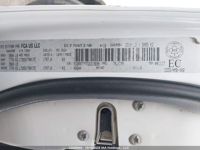 Продаж на аукціоні авто 2016 Ram 1500 Slt, vin: 1C6RR7TM7GS313699, номер лоту: 12428944