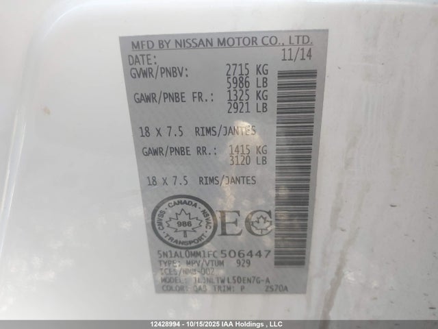 5N1AL0MM1FC506447 Infiniti QX60
