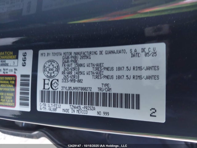Aukcja sprzedaży 2025 Toyota Tacoma, vin: 3TYLB5JN9ST080272, numer aukcji: 12429147
