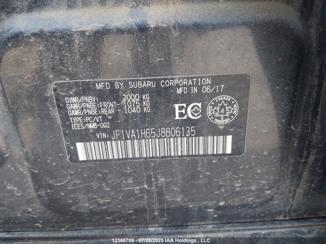 JF1VA1H65J8806135 Subaru dib