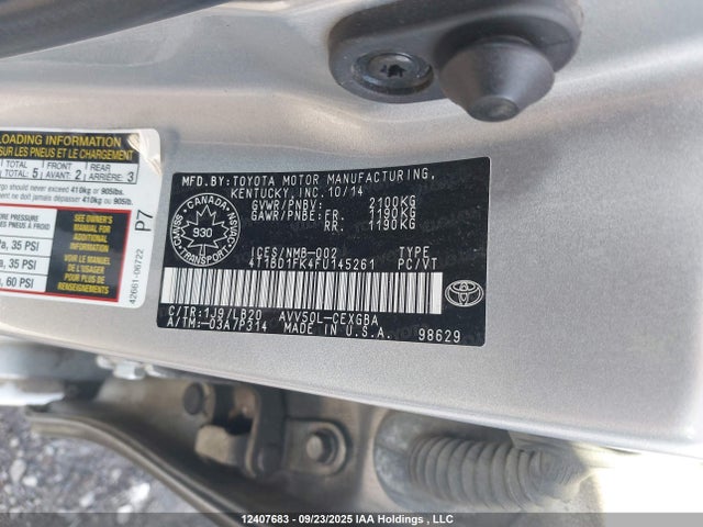 Toyota 2ar-fxe+2jm 2015 4T1BD1FK4FU145261 Image 9