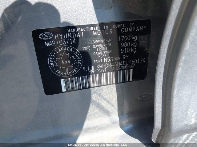 KMHDH4AH4EU150176 Hyundai dohc gdi nu