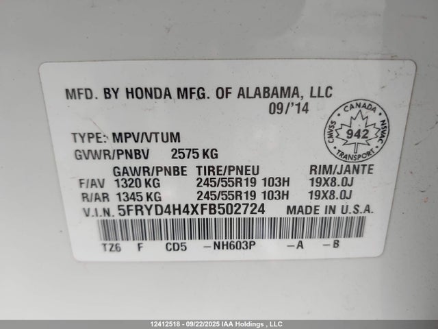 Acura j35y5 2015 5FRYD4H4XFB502724 Image 19