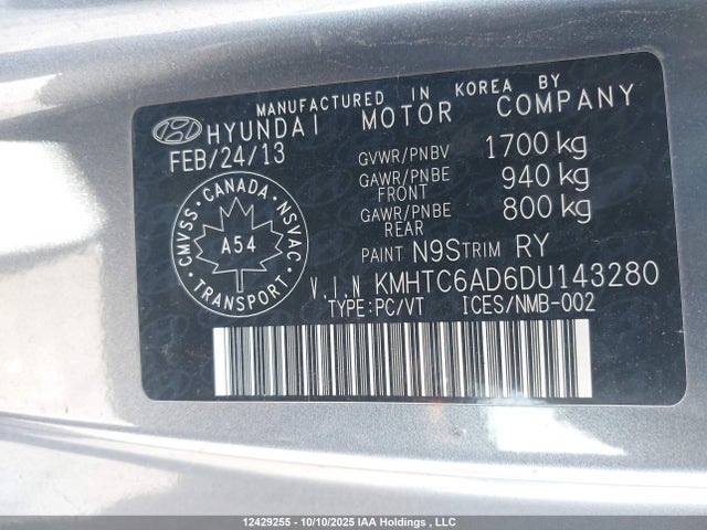 Продажа на аукционе авто 2013 Hyundai Veloster Tech, vin: KMHTC6AD6DU143280, номер лота: 12429255