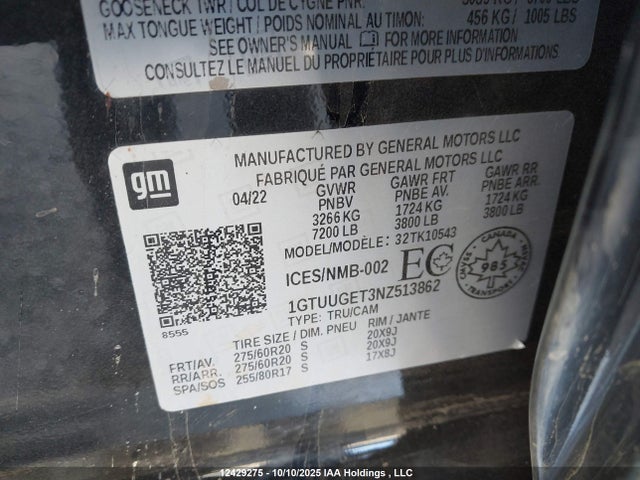 1GTUUGET3NZ513862 GMC Sierra 1500 Denali/denali Ultimate