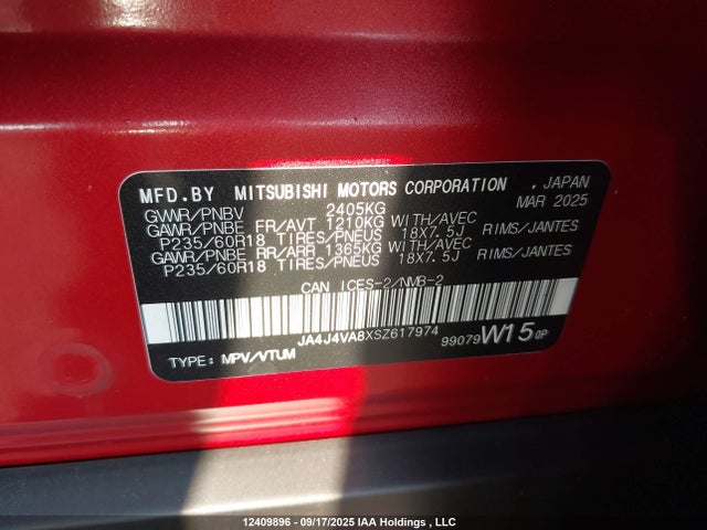 JA4J4VA8XSZ617974 Mitsubishi Outlander