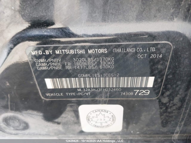 Mitsubishi Mirage 2015 ML32A3HJ3FH032460 Image 9