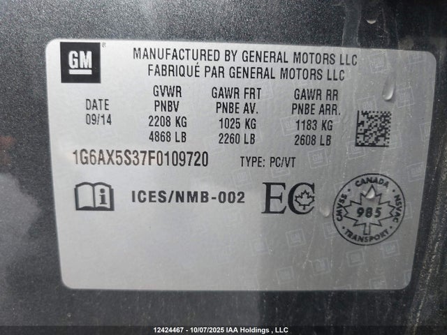 Cadillac lfx 2015 1G6AX5S37F0109720 Image 9