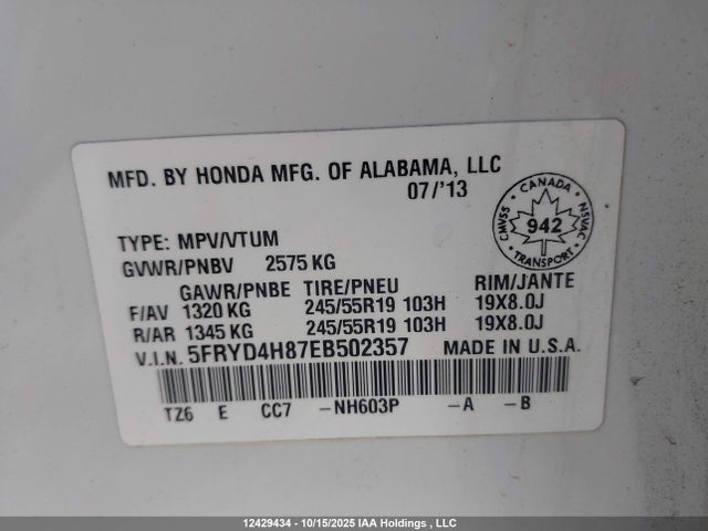 Aukcja sprzedaży 2014 Acura Mdx Advance, vin: 5FRYD4H87EB502357, numer aukcji: 12429434