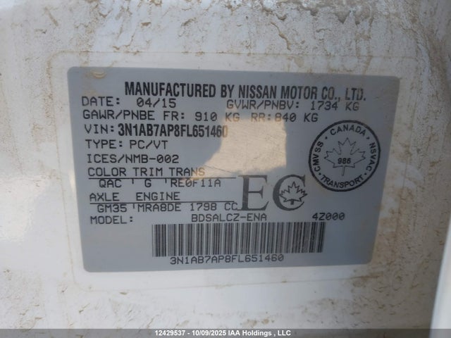 Nissan 2015 2015 3N1AB7AP8FL651460 Image 9