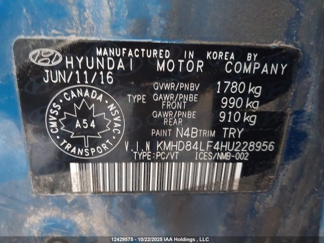 2017 Hyundai Elantra Se/value/limited მანქანა იყიდება აუქციონზე, vin: KMHD84LF4HU228956, აუქციონის ნომერი: 12429575
