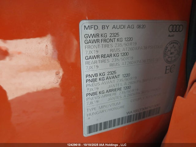 Audi 45 tfsi 2.0t 2021 WA1EECF30M1013061 Image 9