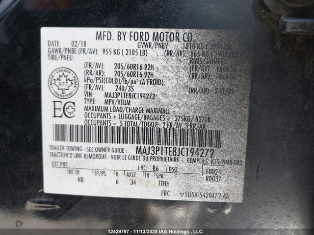 MAJ3P1TE8JC194272 Ford Ecosport Se