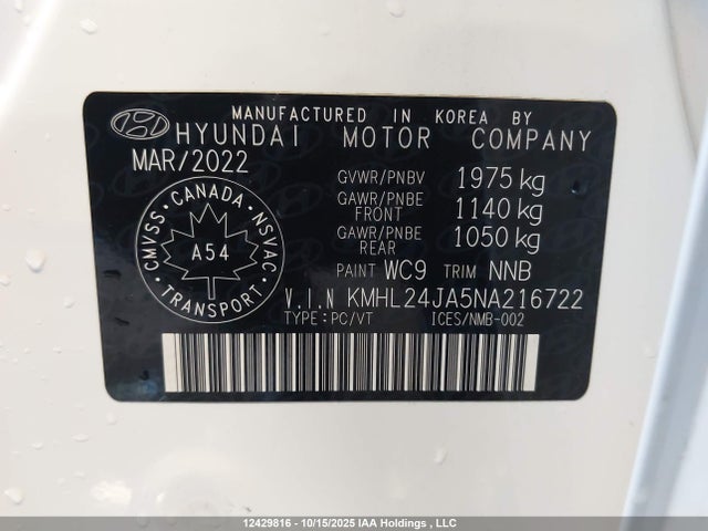 Hyundai Sonata Preferred 2022 KMHL24JA5NA216722 Image 19