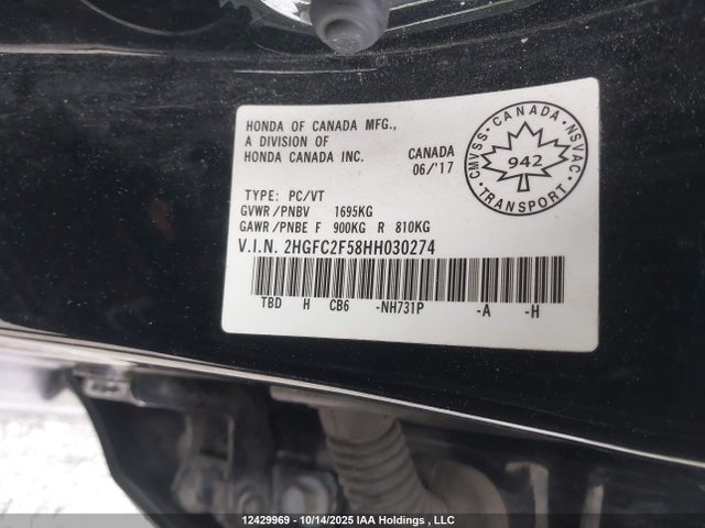 Honda k20c2 2017 2HGFC2F58HH030274 Image 9