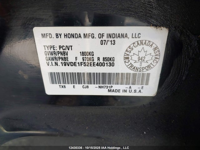 19VDE1F52EE400130 Acura r20a5