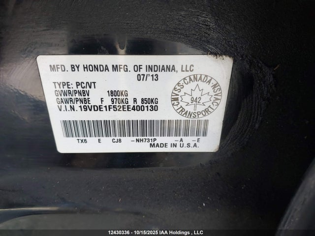 19VDE1F52EE400130 Acura r20a5