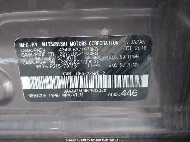 JA4AJ3AU9HZ603020 Mitsubishi 2.0 dohc mivec