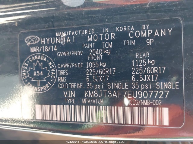 Hyundai gdi nu 2014 KM8JT3AF7EU907727 Image 9