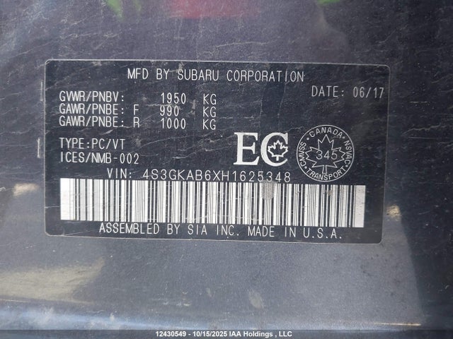 4S3GKAB6XH1625348 Subaru Impreza Touring
