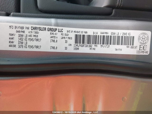 Jeep Grand Cherokee 2015 1C4RJFAG8FC601862 Image 9