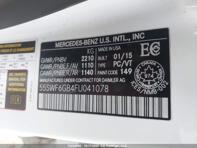 55SWF6GB4FU041078 Mercedes-Benz C 400 4matic