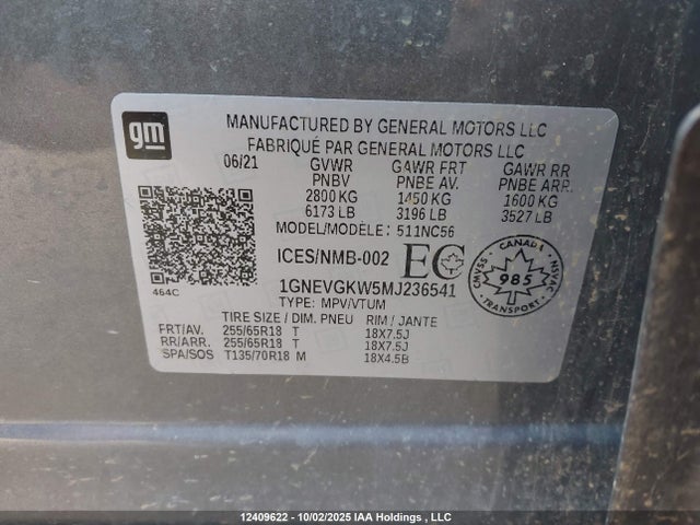 1GNEVGKW5MJ236541 Chevrolet lfy
