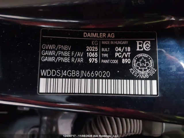 WDDSJ4GB8JN669020 Mercedes-Benz CLA 250 4MATIC