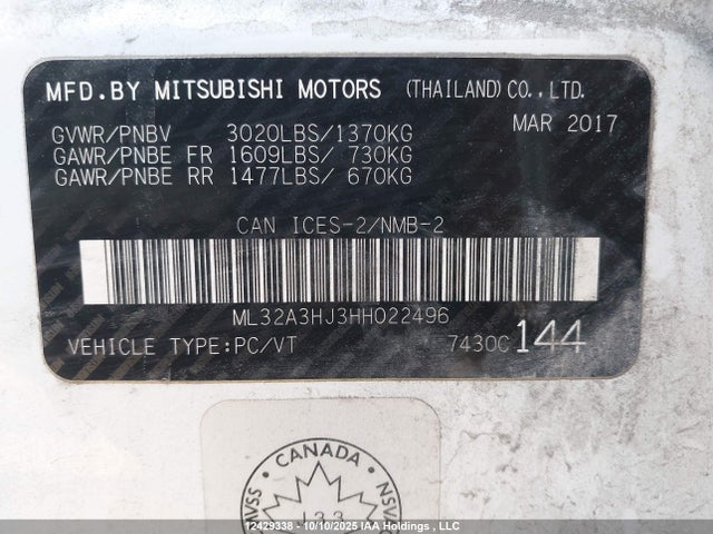 Mitsubishi Mirage 2017 ML32A3HJ3HH022496 Image 18