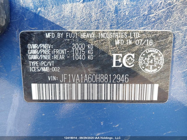 Subaru dib 2017 JF1VA1A60H8812946 Image 9