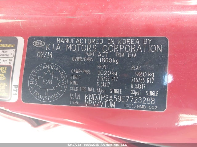 KIA dohc gdi nu 2014 KNDJP3A59E7723288 Image 9