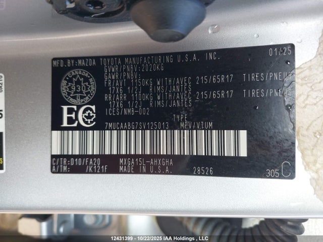 7MUCAABG7SV125013 Toyota Corolla Cross Le