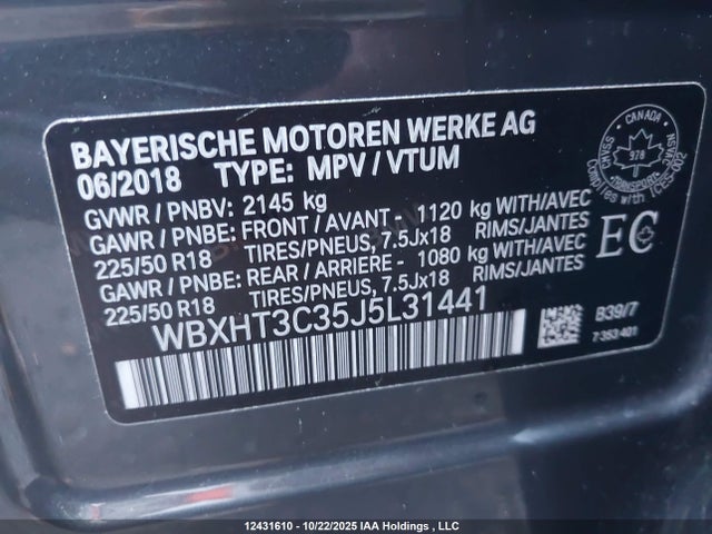 WBXHT3C35J5L31441 BMW X1
