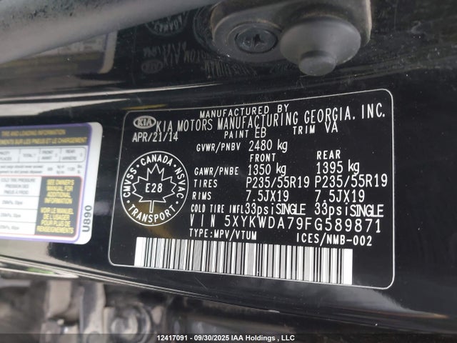 KIA gasoline 3.3 v6 gdi lambda ii 2015 5XYKWDA79FG589871 Image 19