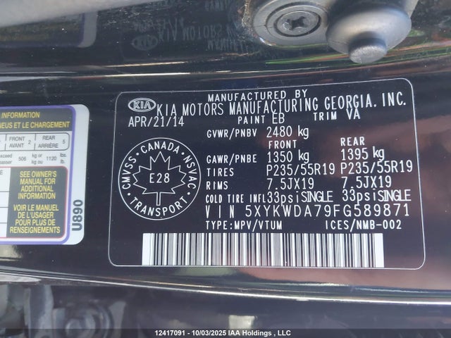 KIA gasoline 3.3 v6 gdi lambda ii 2015 5XYKWDA79FG589871 Image 9