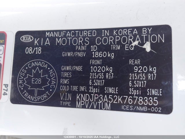 KIA g gdi 2019 KNDJP3A52K7678335 Image 9